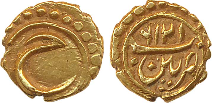 Tipu, Gold Fanam, 0.38g, Patan Mint, AM 1216 (KM# 128.1). Very fine, scarce.