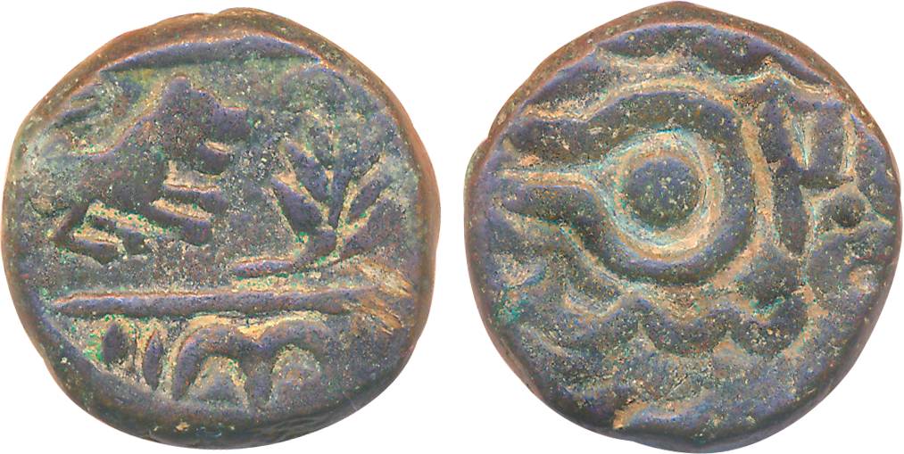Copper ½ Anna, 13.94g, Mehidpur Mint (KM# A53). Very fine, scarce.