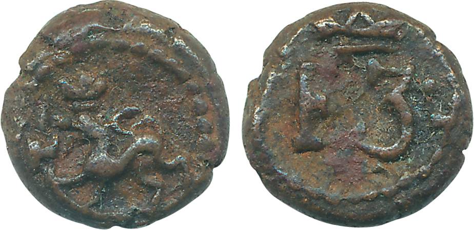 Frederik III, Lead Cash, 1.05g, Obv: F3 Crowned, Rev: Norse Lion to left (KM# 81). Very fi