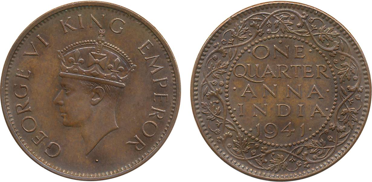 George VI, Copper ¼ Anna, 1941, Bombay Mint. Extremely fine, scarce.