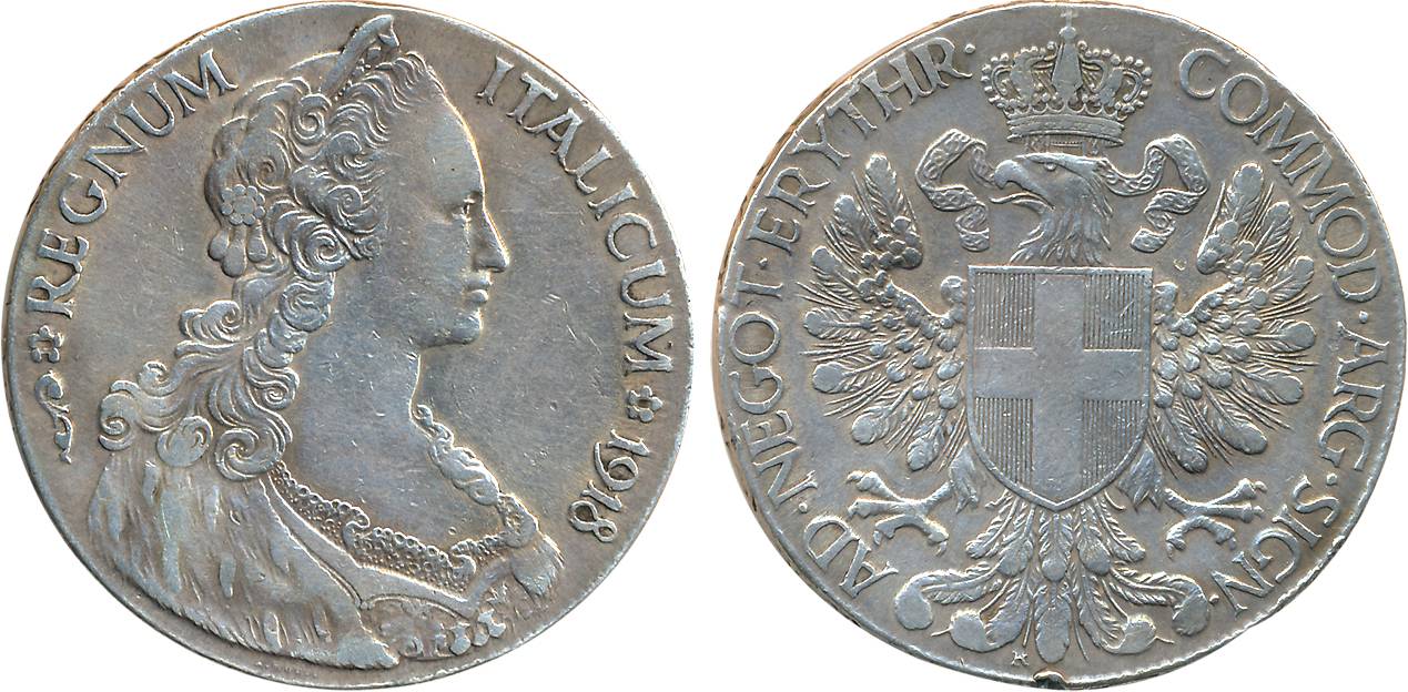 Eritrea, Vittorio Emanuele III, Silver Tallero, 1918, ObvL Bust with loose hair to right, 