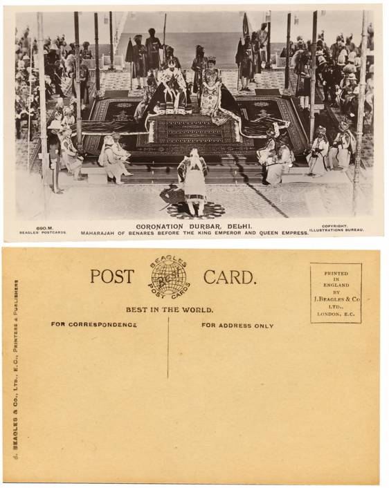 Picture Postcard, “Coronation Durbar, Delhi”, depicting Maharaja of Benares before the Kin