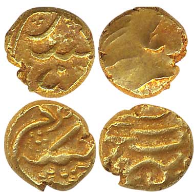 Farrukhsiyar, Gold Fanam, (2), 0.38g, 0.36g, Balapur Mint. Very fine, scarce. 2 coins.