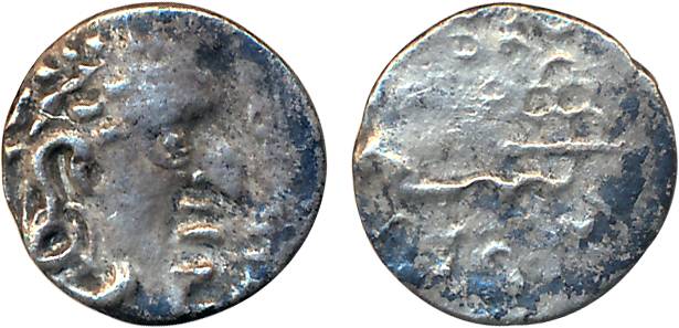 Satvahanas, Madhariputra Pulumavi, Silver Fractional Drachma, 0.90g, Obv: Bust of king to 