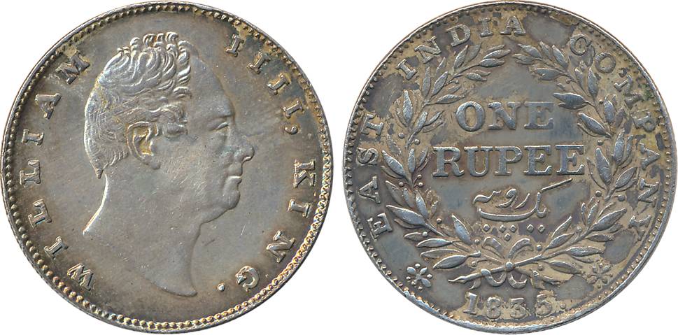 Willam IIII, Silver Rupee, 1835. Very fine, scarce.