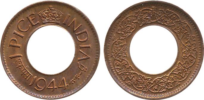 George VI, Bronze, 1 Pice, 1944, Calcutta Mint (Unlisted in Prid). Uncirculated, scarce.