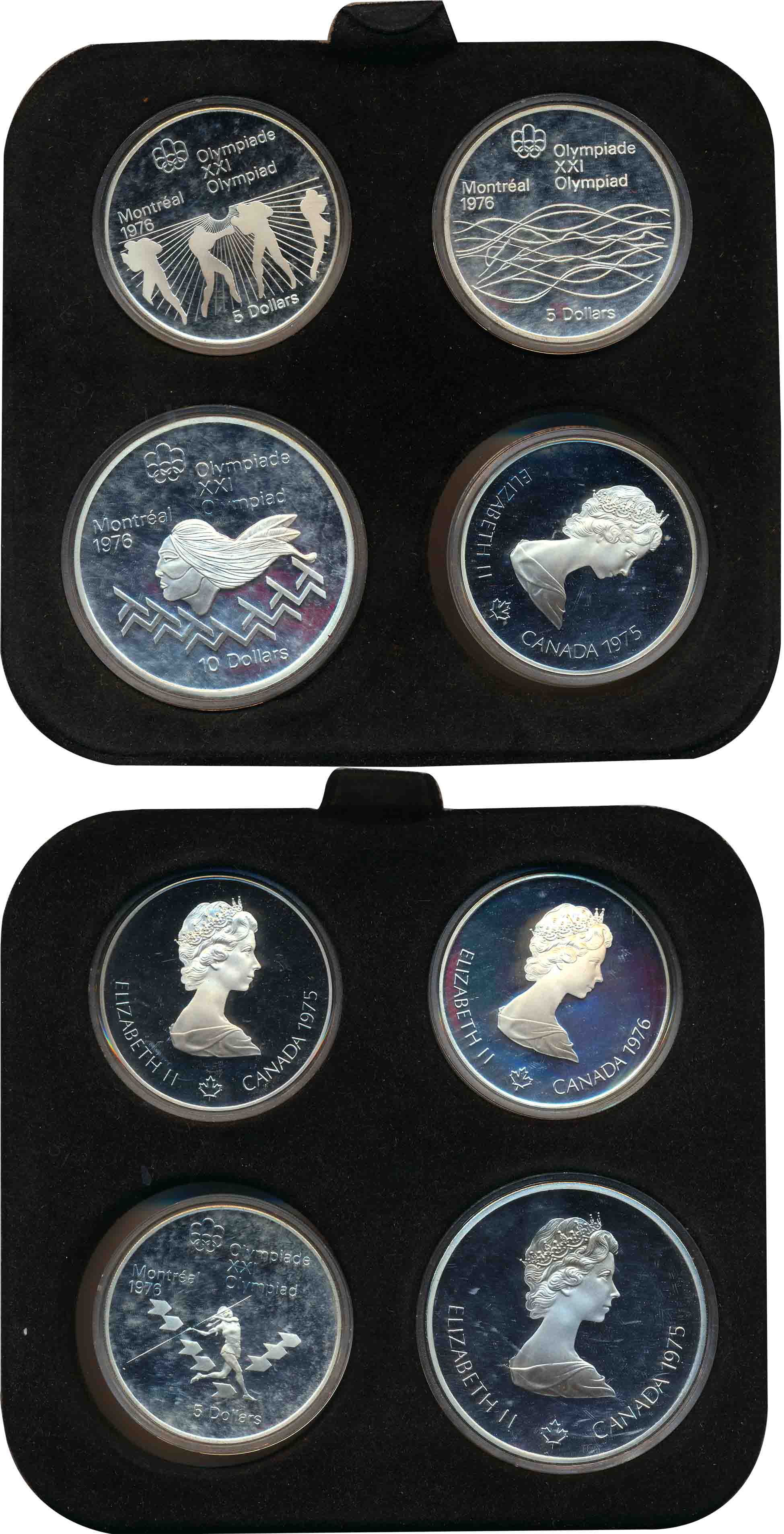 Canada, Proof, Silver (4), 10 Dollar (2), 5 Dollar (2), Set of 4 coins, 1976, “Montreal Ol