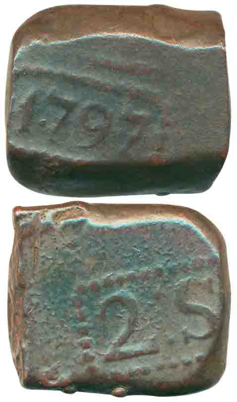 Java, Copper 2 Stuivers, 41.20g, 1797, struck during Dutch United East India Company (KM# 