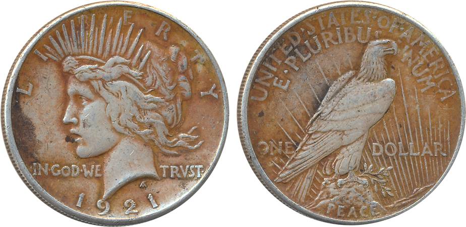 United States of America, Silver Peace Dollar, 1921, Obv: Liberty Head to left, Rev: Eagle