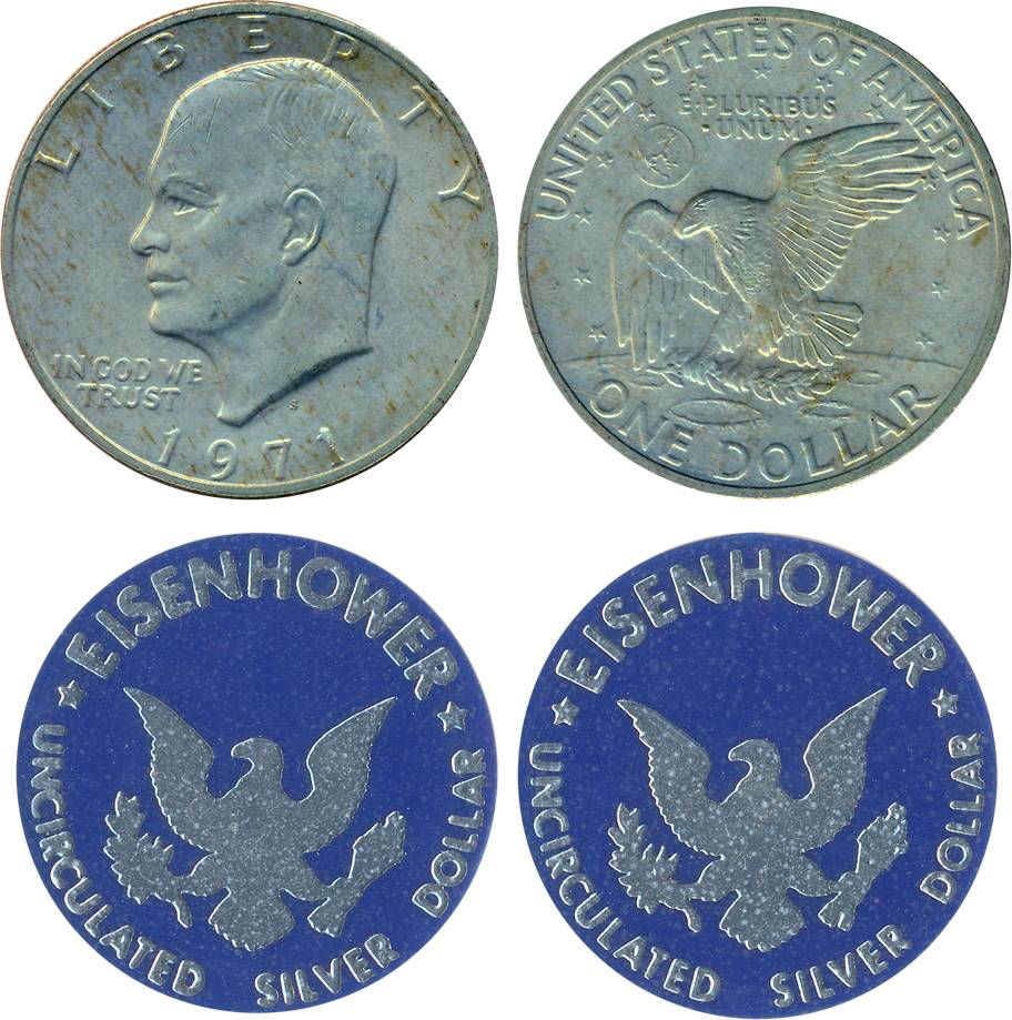 United State of America, Uncirculated, Silver 1 Dollar, 1971, Eisenhower. In cardboard cov