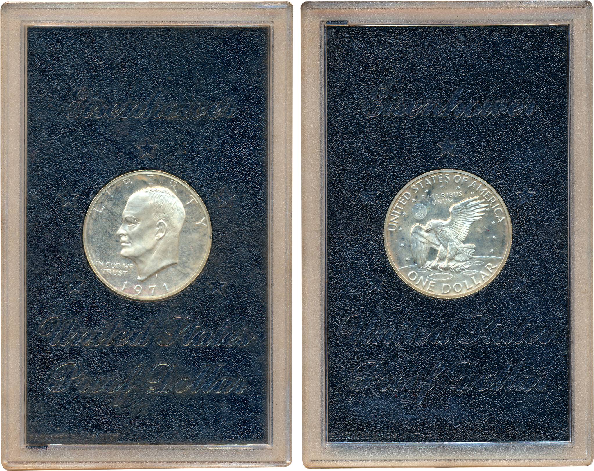 United State of America, Proof, Silver 1 Dollar, 1971, “Eisenhower ”. In acrylic case.