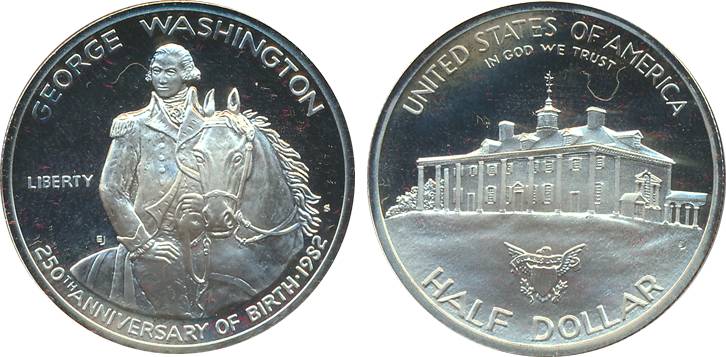 United State of America, Proof, Silver 1/2 Dollar, 1982, The George Washington. In origina