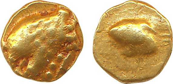 Western Gangas, Gold Gajapati Fanam, 0.37g, Obv: An ornate elephant standing to right, Rev