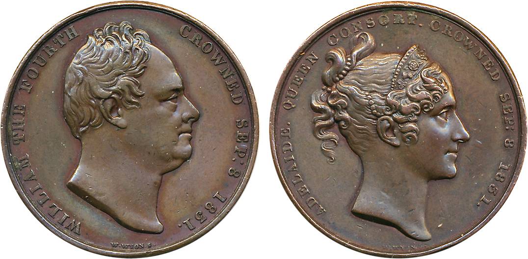 William IV, Coronation Copper Medal, 1830, Obv: Bust of William IV and legend around. Rev: