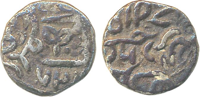 Muhammad bin Tughluq, Silver 1/5 Tanka, 2.00g, AH 727, Obv: “al-sultan al-azam dhi al-fath