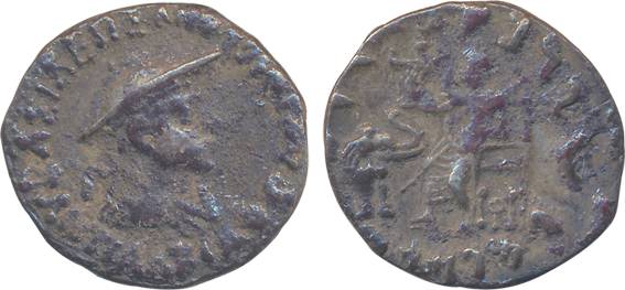 Indo-Greek, Antialcidas, Silver, Drachm, 2.40g, Obv: Bust of king to right with helmet, ar