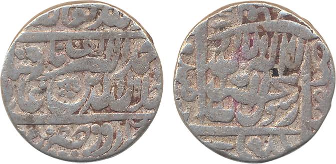 Akbar, Silver Rupee, 11.41g, “Kalima” type, Urdu Zafar Qarin Mint, AH Alif (1000). Very fi