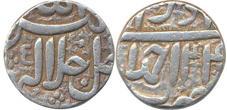 Akbar, Silver ½ Rupee, 5.64g, Ahmedabad Mint, Ilahi Month Azar, Year 44 (KM# 66.1). Very f