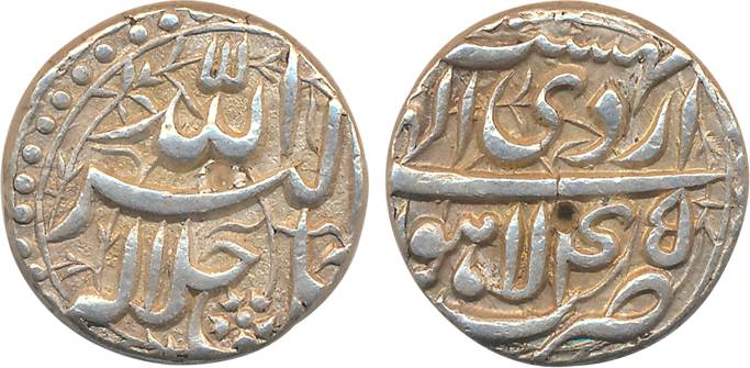Akbar, Silver Rupee, 11.37g, “Jalalahu” type, Lahore Mint, Ilahi Month Ardibihisht, Year 4