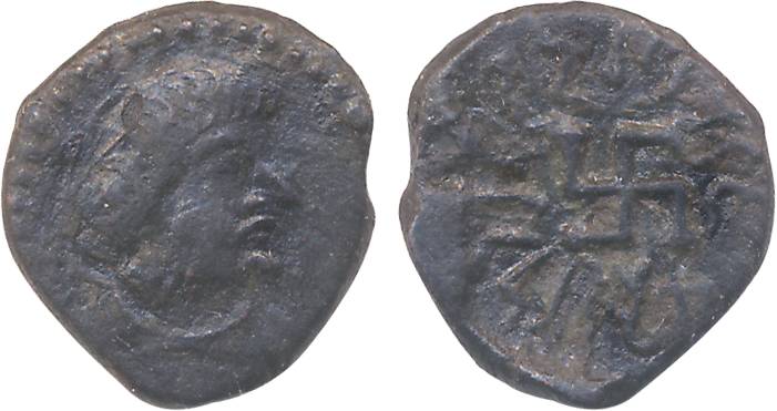 Paratarajas of Sind-Baluchistan, Koziya, Billon Drachm, 2.02g, Obv: Bust of king facing ri