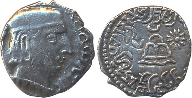 Western Kshatrapas, Rudradaman I s/o Jayadaman , Silver Drachm, 2.10g, Obv: Bust of king f