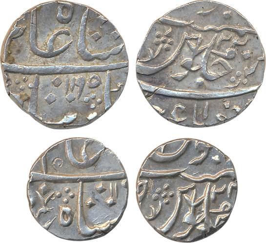 Chandore- Jafarabad, Silver (2), Rupees, 11.20g, AH 1195/ RY 22 (M&W# T1a) & ½ Rupee, 5.63