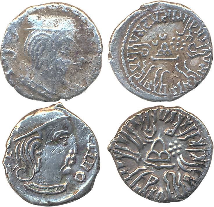 Western Kshatrapas, Swami Rudrasen & Damasen, Silver Drachma (2), Obv: Bust of king facing