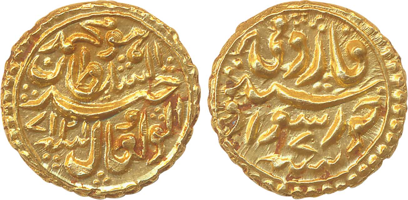 Tipu Sultan, Gold Pagoda, 3.44g, Khurshed- Sawad(Dharwad) Mint, AM 1217/ RY 7 (KM# 99a). U