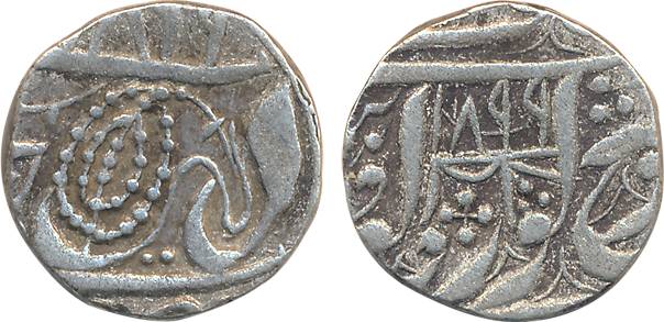 Silver Rupee, 10.70g, “Gobindshahi” Couplet, VS 1899, Derajat (Dera Ismail Khan) Mint (Her
