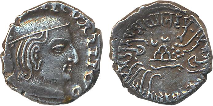 Western Kshatrapas, Yasodaman s/o Damasena, Silver Drachm, 2.30g, Obv: Bust of king facing