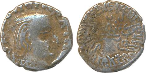 Western Kshatrapas, Damajadasri III s/o Damasena, Silver Drachm, 2.10g, Obv: Bust of king 