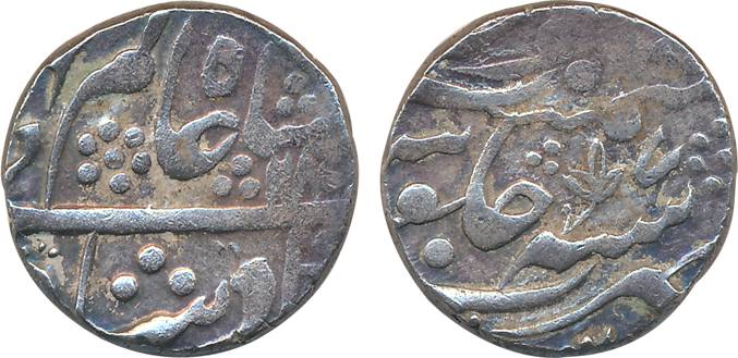 Silver Rupee, 11.35g, Mughal Series, in the name of Shah Alam II, AH 1180/ RY 7. Very fine