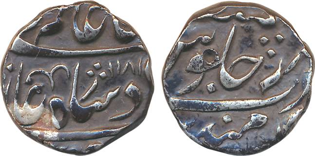 Mahadaji Scindhia, Silver Rupee, 11.06g, , Local Governor issue Mandasor Mint, in the name