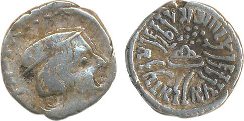 Western Kshatrapas, Yasodaman II s/o Rudrasimha II, Silver Drachm, 2.10g, Obv: Bust of kin