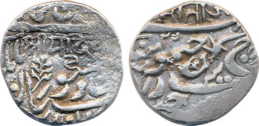 Takhat Singh, Silver Rupee, 11.36g, “Shri Mahadevaji” with the name of Queen Victoria (KM#