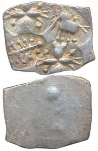 Punch Marked, Ashmaka Janapada, Silver ½ karshapana, 1.50g, ABCC pattern, four symbol type