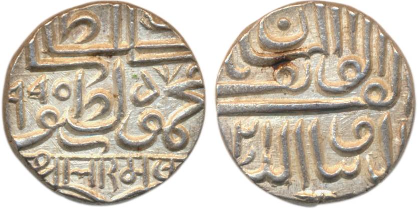 Rao Sri Bharmalji I, Silver ½ Rupee, 5.69g, AH 995, with the name of Gujarat Sultan Muhamm