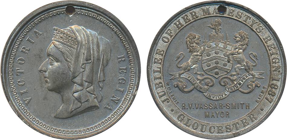 Victoria Golden Jubilee Medal, White Metal, 1887, Obv: Veiled portrait of Victoria, Rev: C