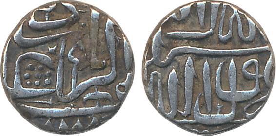 Akbar, Silver Mahmudi, 2.76g, “Baglana” issue, Mulher Mint (KM# 72.1). Very fine+.