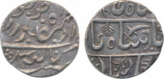 Silver Rupee, 11.32g, in the name of Shah Alam II (KM# 18). Very fine+, scarce.