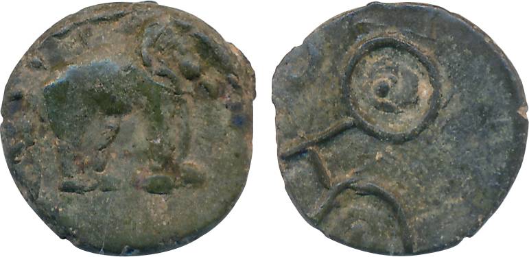 Satavahanas, Siri Satakarni, Potin, 2.71g, “Tarhala” type, Obv: Elephant walking to right 