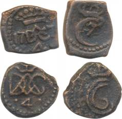 Christian VI & Christian VII, Copper, 4 Cash (2), 2.28g, 3.44g, ND & 1777 (KM# 138.1, 154.