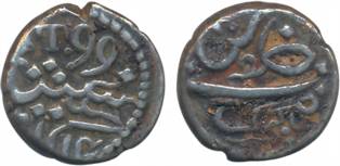 Silver, 1/5 Rupee, 2.25g, Tellicherry Mint, in the name of Alamgir II, AH 1214/ AD 1799, c