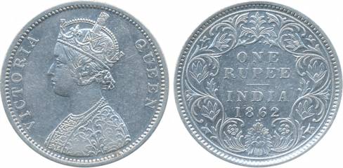 Victoria Empress, Silver Rupee, 1862, A/I/1/2, Bombay Mint. Very fine, scarce.