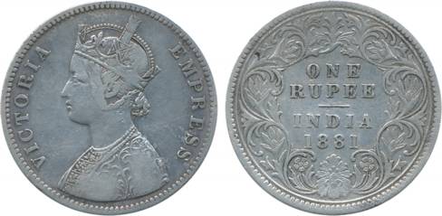 Victoria Queen, Silver Rupee, 1862, A/II/0/4, Dot. Extremely fine.