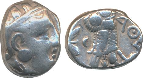 Ancient World, Greece, Silver, Tetradrachm- Attica, 16.90g, “Owl” type, Obv: Head of Athen