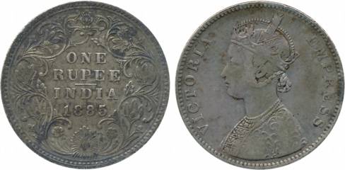 Victoria Empress, Silver Rupee, 1885, A/IV/ B incused (not listed in Prid). Very fine, rar