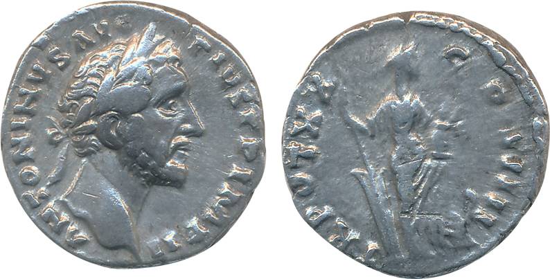 Ancient World, Roman Empire, Antoninus Pius, Silver, Denarius, 2.98g, Rome Mint Obv: Laure