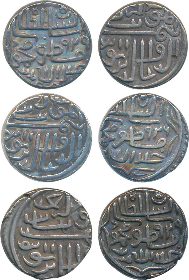Muzaffar Shah II, Silver Tanka (3), 7.03g, 7.06g, 7.08g, “al-mu 'ayyad” type, AH 926 & 929