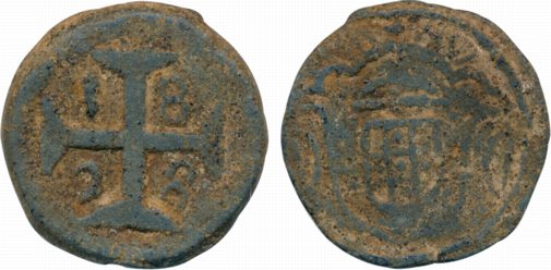 Diu Pedro IV 20 Bazarucos 18.49g 1828 Obv: Crude crowned arms Rev: Maltese cross divides d